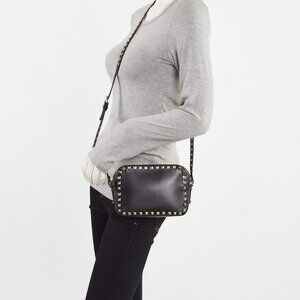 Valentino Black Smooth Leather Rockstud Camera Bag